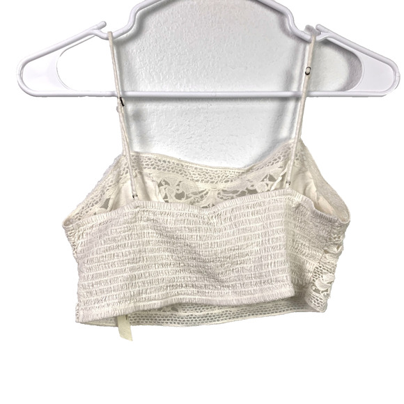 FP Free People One Crochet Boho Festival Bralette Crop Top White Medium - Picture 3 of 5